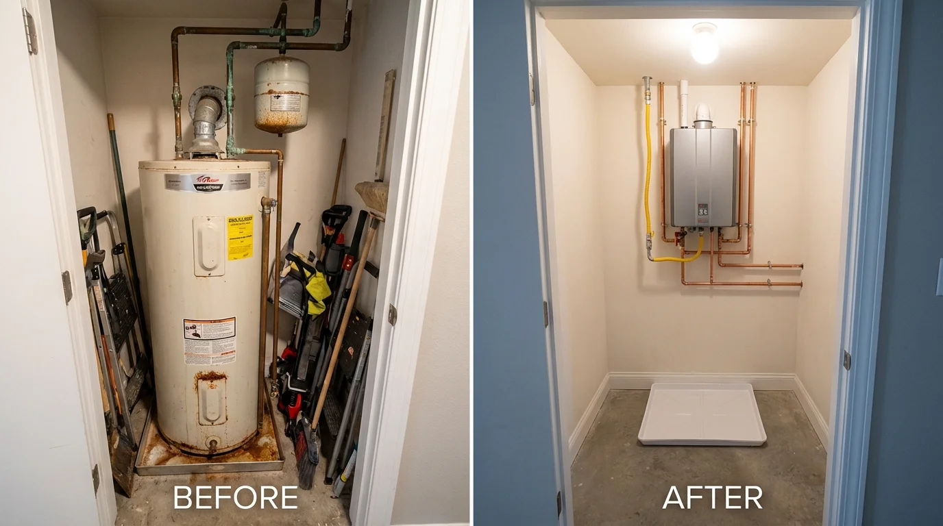 Tank water heater versus wall-mounted tankless unit comparison for Lone Pine, CA homeowners