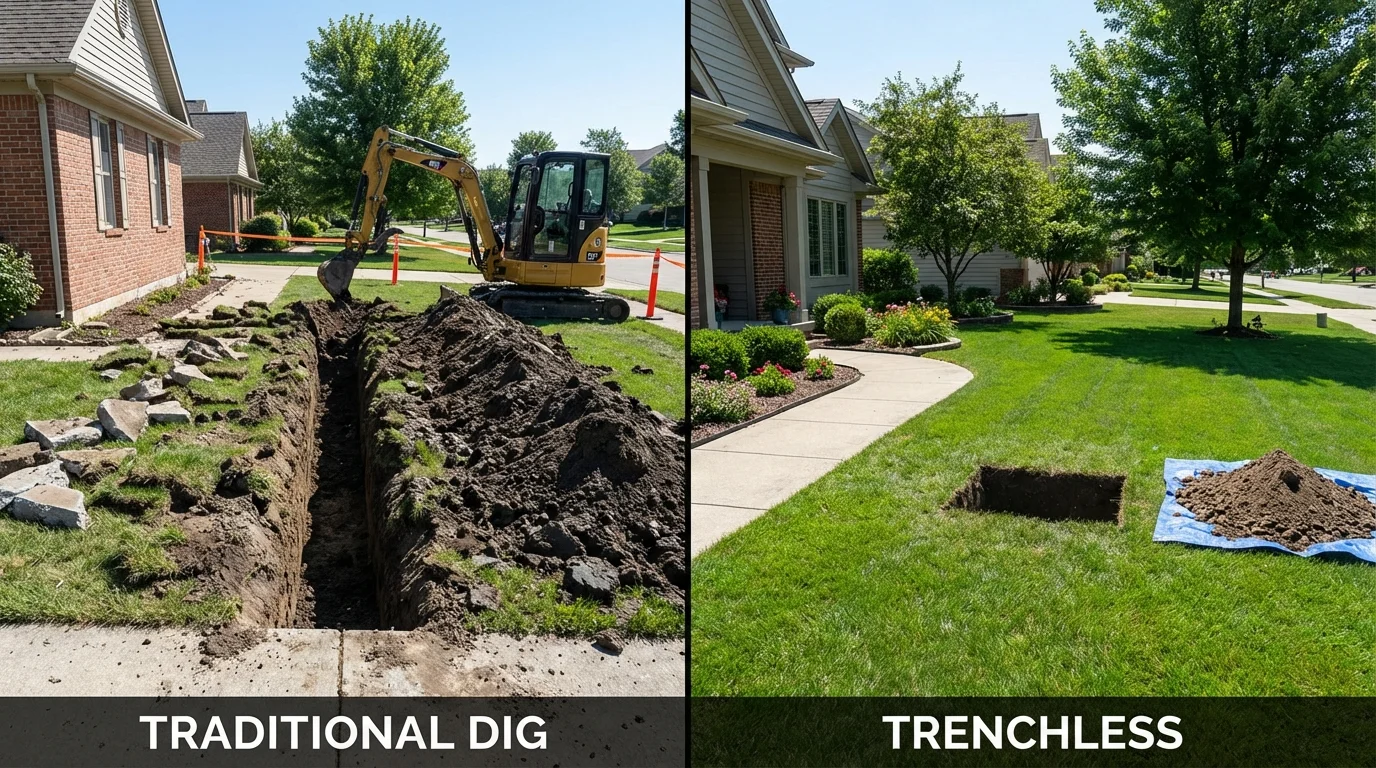 Trenchless sewer repair with minimal yard damage versus traditional excavation in Lone Pine, CA